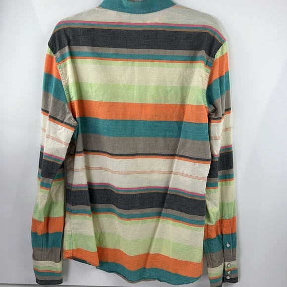 Salt Valley Western  Men's Retro Wide Striped Button Down Shirt - Picture 3 of 8